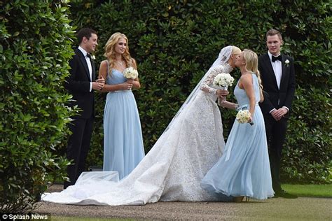 Paris Hilton Stuns In Powder Blue Bridesmaid Dress At Sister Nickys