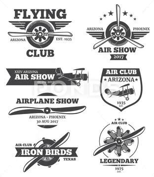 Vector Aviation Badges Avia Club Emblems Airplane Logos Set