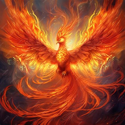 Premium AI Image | Phoenix bird with outstretched wings rising burning ...