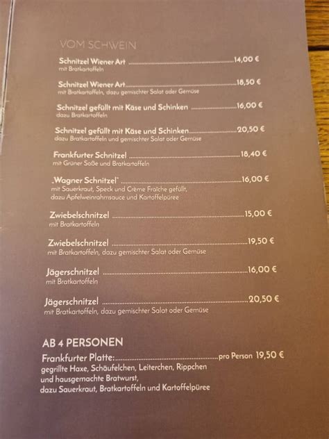 Speisekarte Von Apfelwein Wagner Pub Bar Frankfurt Am Main