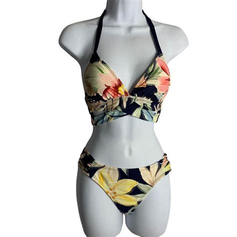 Kona Sol Swim Kona Sol 2pc Bikini Swimsuit S Floral Halter Lightly