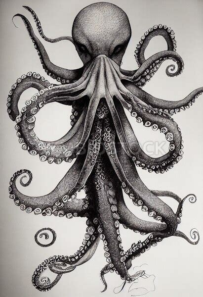 Realistic Octopus Drawings