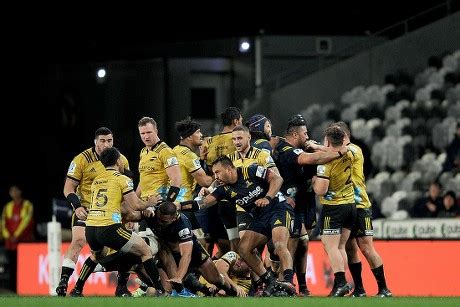 highlanders  hurricanes tempers flare  editorial stock photo