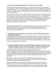 Corporate Gov Docx Pdf 1 Compare The Principle Agent Problem Of