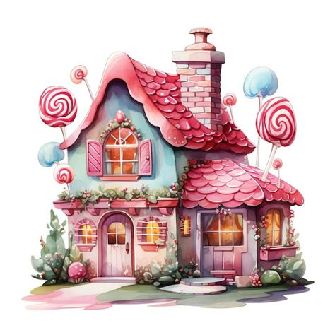 Premium AI Image | A drawing of a house with a candy cane on it