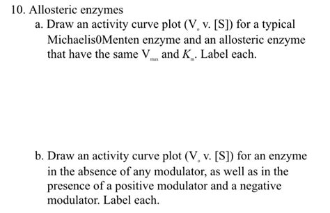 Solved Allosteric Enzymes A Draw An Activity Curve Plot Chegg