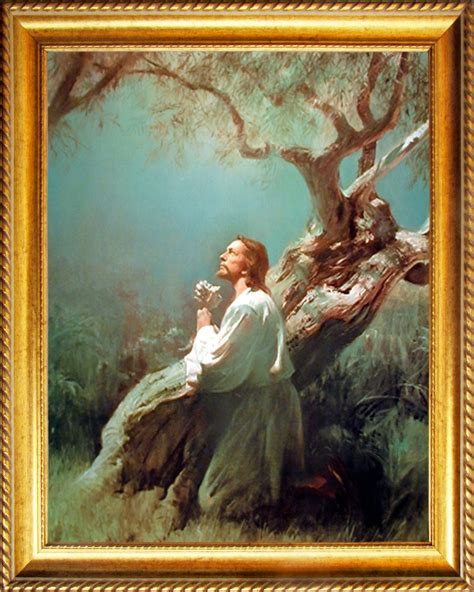 Framed Jesus Christ Praying At Gethsemane Poster Religious Posters