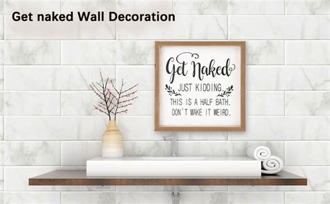 Amazon Get Naked Half Bath Sign Funny Bathroom Wall Art With