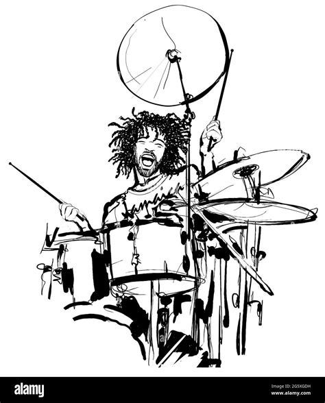 Drummer Playing Vector Illustration Stock Vector Image And Art Alamy