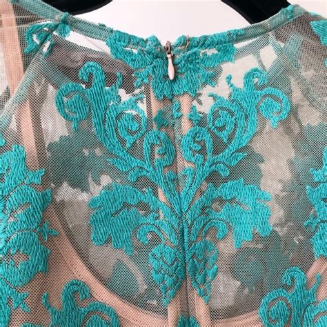 Honey Punch Dresses Teal Nude Lace Long Sleeve Dress Poshmark