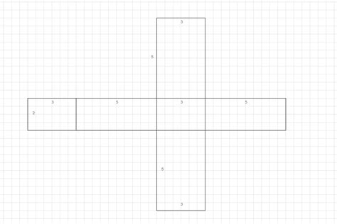 Narysuj siatkę prostopadłościanu o wymiarach 3 cm 5 cm 2 cm Oblicz