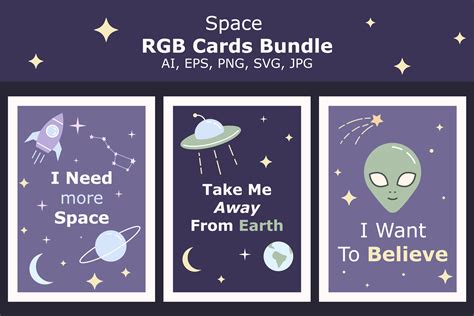 Space Cartoon Cards Templates Pack Graphic by Lucages · Creative Fabrica