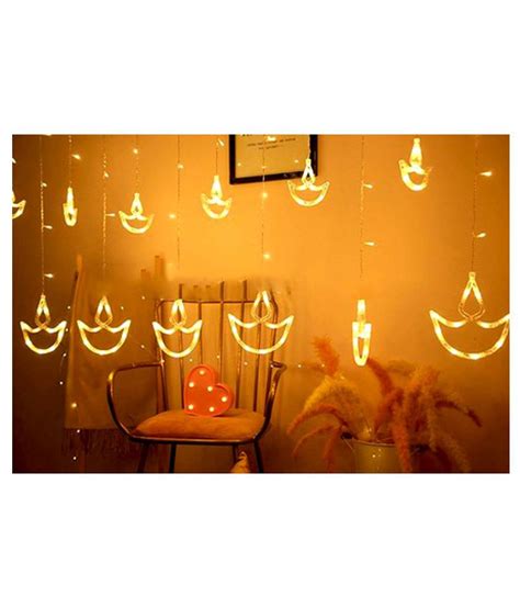 Thouse Led String Lights 8 Function Modes Warm White Diya Curtain