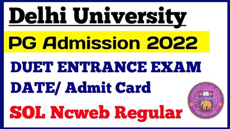 Delhi University Pg Admission Update 2022 Du Sol Pg Entrance Exam