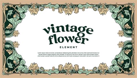 Vintage Flower Frame Border With Javanese Vibes Art Nouveau Style