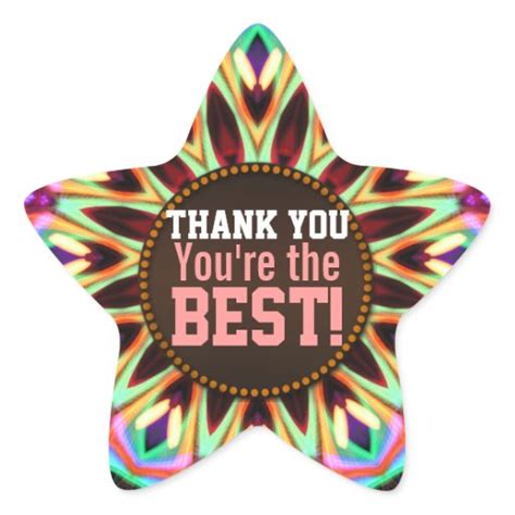 Thank You Youre The Best Rainbow Star Sticker Zazzle