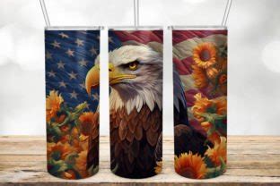 Eagle American Flag Sunflowers Tumbler Graphic By Mp Digital Art