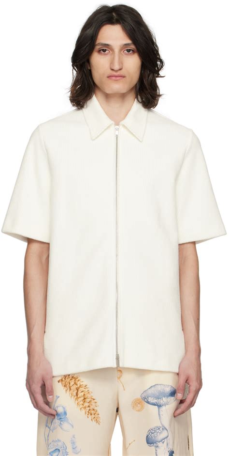 Chemise blanc cassé à glissière Jil Sander en solde