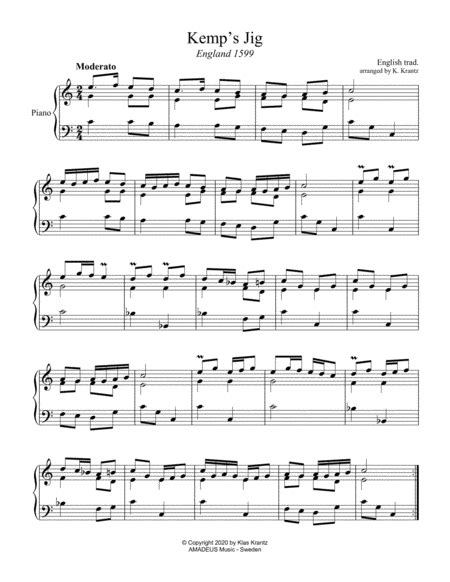 Kemp S Jig For Piano Solo C Major Arr Amadeus Music Sheet Music