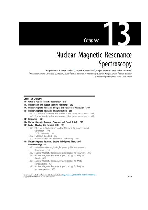 (PDF) Nuclear Magnetic Resonance Spectroscopy