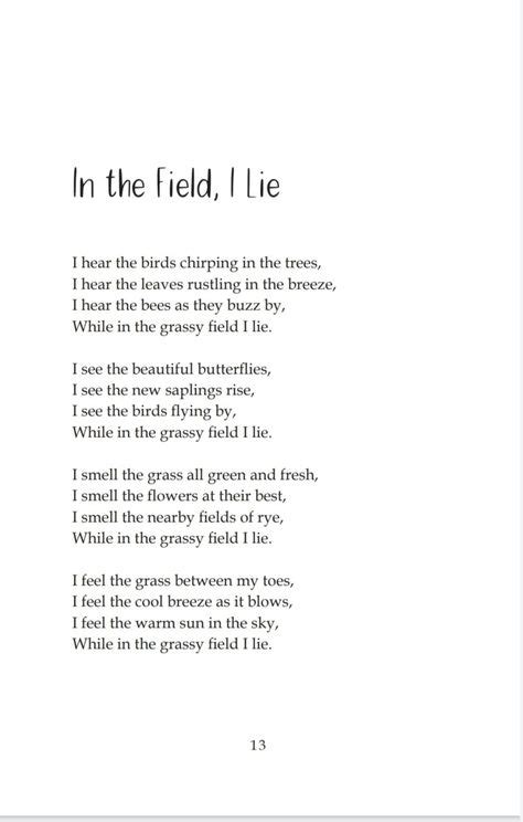 In the field I Lie - nature poem