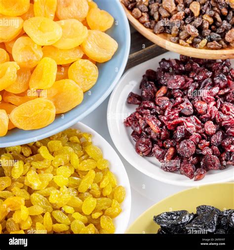 Dry Fruits Assortment Dried Apricots Cranberries Raisins And Prunes