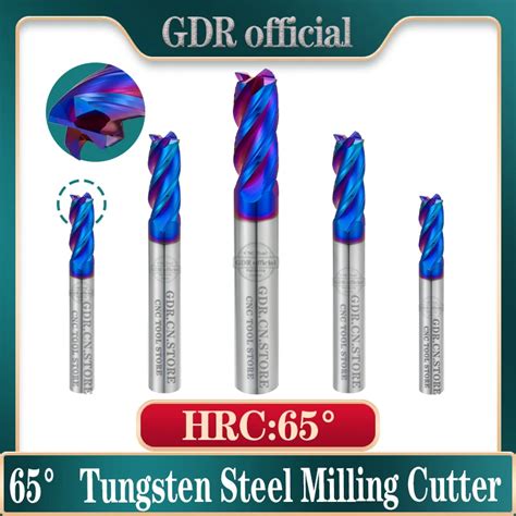 Fraise en carbure de tungstène 4 cannelures HRC65 outils de coupe CNC