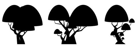 Cartoon tree silhouette collection isolated Vector Image