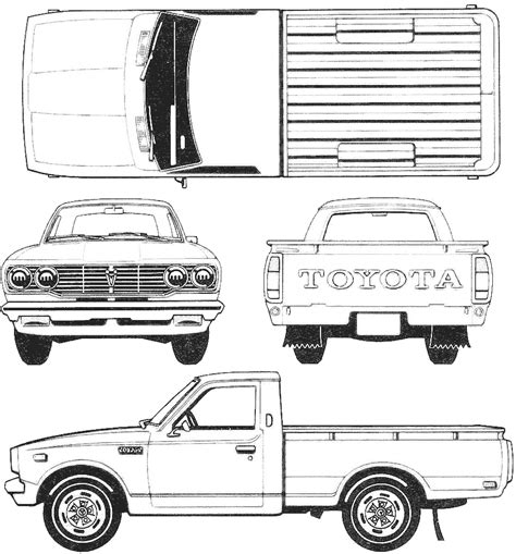 Toyota Hilux Pickup Blueprint Toyota Hilux Toyota Toyota Trucks