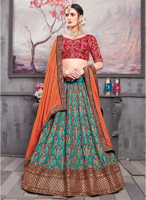 Green Banarasi Silk Bridal Lehenga Choli Indian Couture