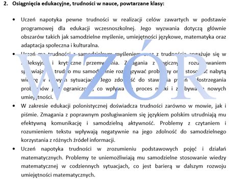 Opinia Nauczyciela Prowadz Cego Zaj Cia Z Uczniem Etap Wczesnoszkolny