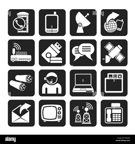 Silhouette Communication Connection And Technology Icons Vector Icon