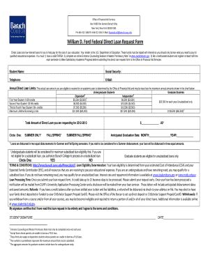 Fillable Online Baruch Cuny William D Ford Federal Direct Loan Request