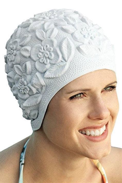 Retro Swim Cap Vintage Style White Swimming Hat Cap Bathing Etsy