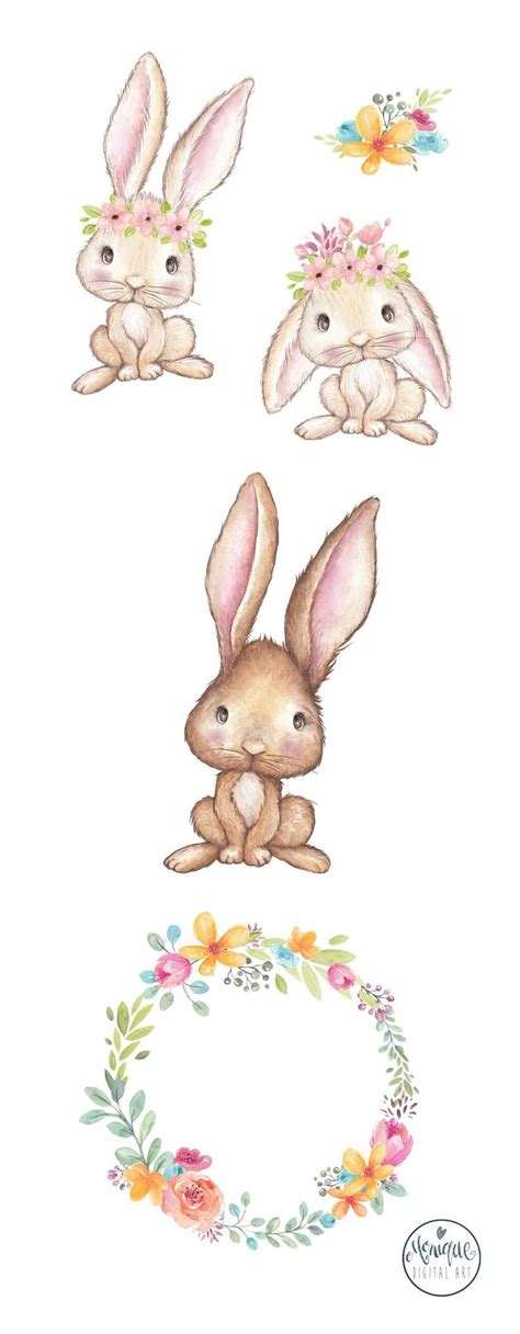 Rabbit Clipart Watercolor Spring Clipart Bunnies Bunny Etsy Cartoon