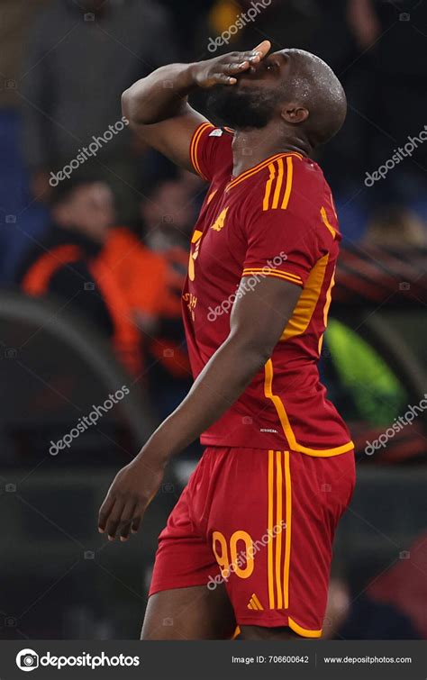 Rome Italy 2024 Romelu Lukaku Roma Score Goal Celebrate Team — Stock ...