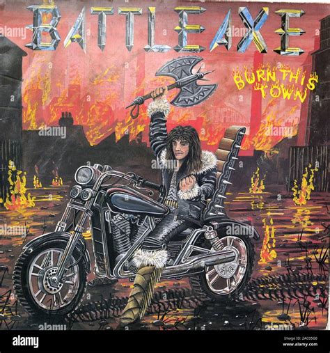 BATTLEAXE Burn Ths Town - Vintage vinyl album cover Stock Photo - Alamy