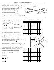 Hyperbolas Worksheet Pdf Conics Hyperbola Formulas The Equation