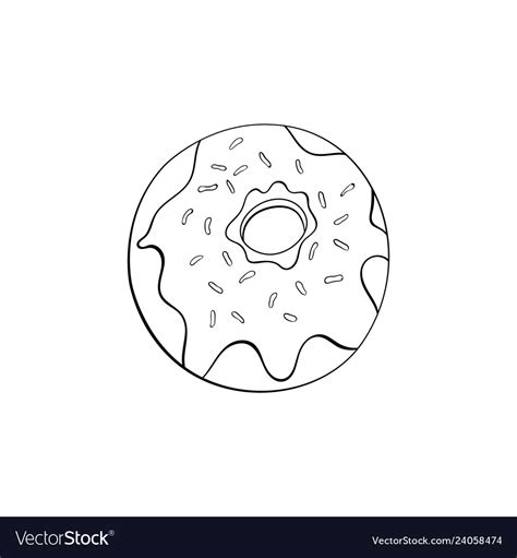 Hand drawn donut doodle art food icon Royalty Free Vector