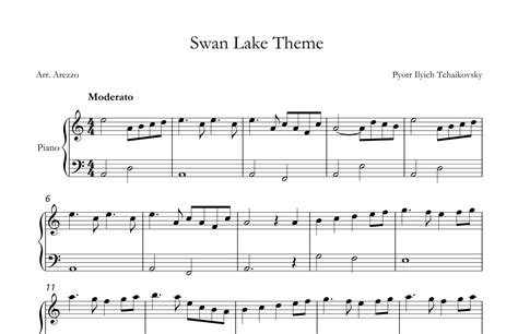 Swan Lake Theme Easy Piano A Minor Sheet Music Arr Arezzo Music