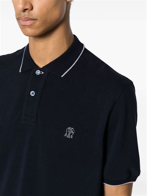 Brunello Cucinelli Playera Tipo Polo Con Logo Bordado Azul Farfetch Mx