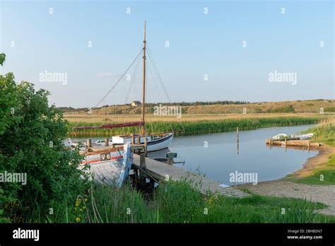 Denmark Jutland Ringkobing Fjord Boat Dock At Nymindegab Stock Photo