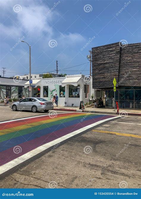 Rainbow Gay Flag Crosswalk In Venice Editorial Stock Image Image Of Homosexual Issue 153435554