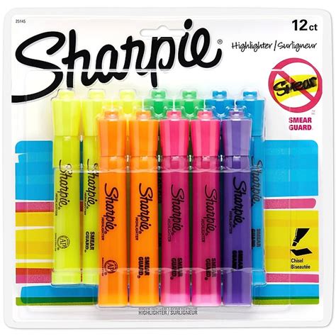 Sharpie Tank Highlighter Chisel Tip Assorted Dozen 25145