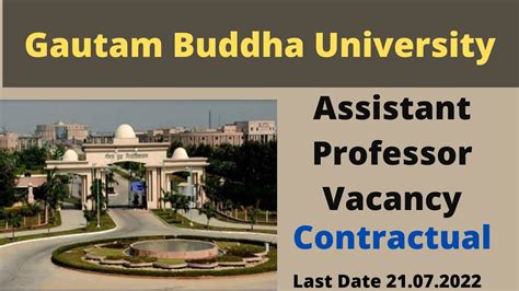 Gautam Buddha University Noida Assistant Professor Vacancy