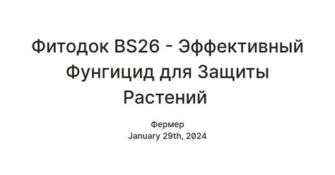 Фитодок BS26 - Эффективный Фунгицид для Защиты Растений — Teletype