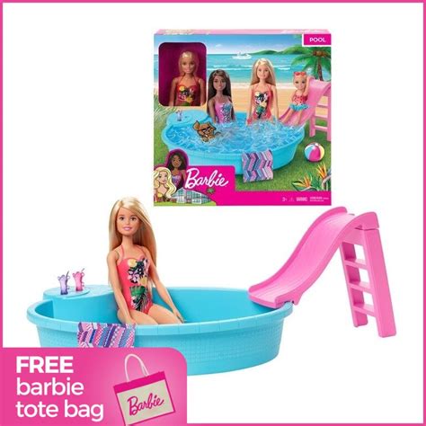 Barbie Doll And Pool Playset Blonde Barbie GHL91 Shopee Malaysia