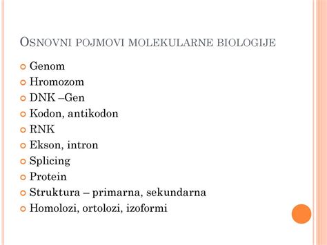 Bioinformatika Čas 1 Uvod Osnovni Pojmovi Molekularne Biologije Ppt