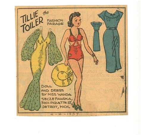 Miss Missy Paper Dolls Tillie The Toiler Fashin Parade