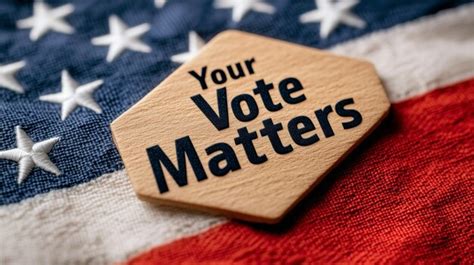 Your Vote Matters Wooden Sign On American Flag Patriotism And